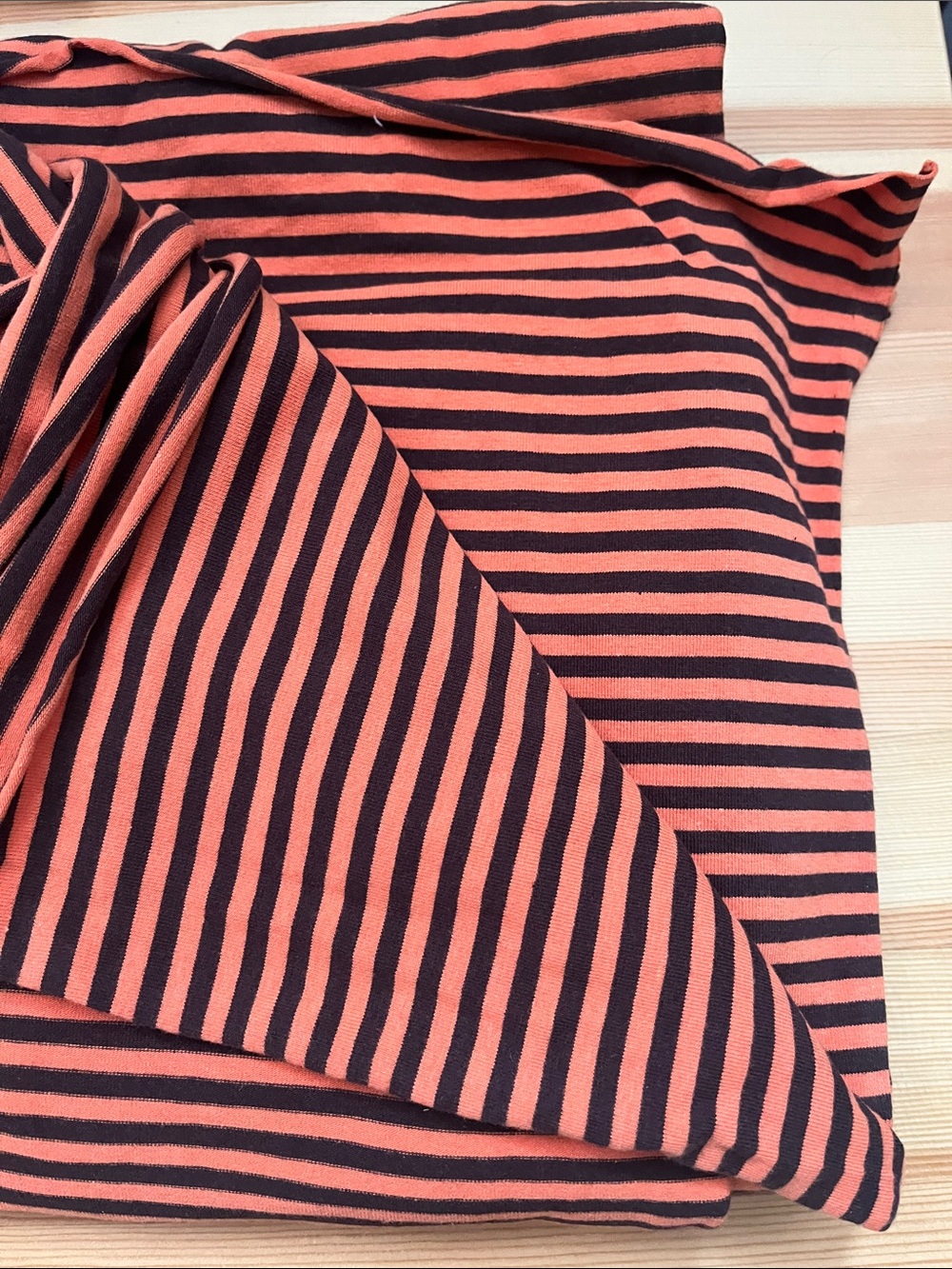FabricStriped orange and Black cotton Lycra knit